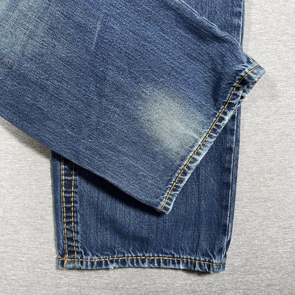 MEK DNM Jeans Mens 38x34 (36x32) Medium Wash Bilbao Straight Embroidered Y2K
